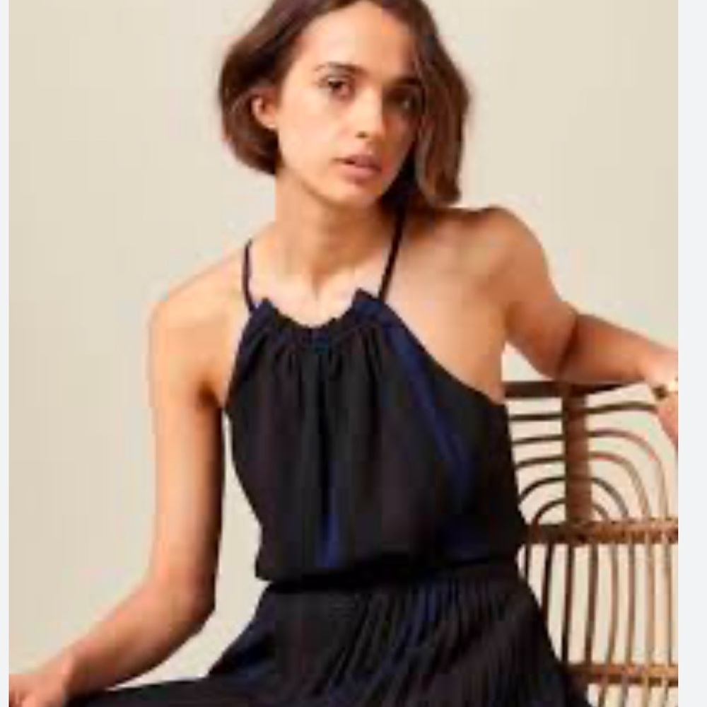Sessun Chelse Bare Back Striped Halter Top Black Blue